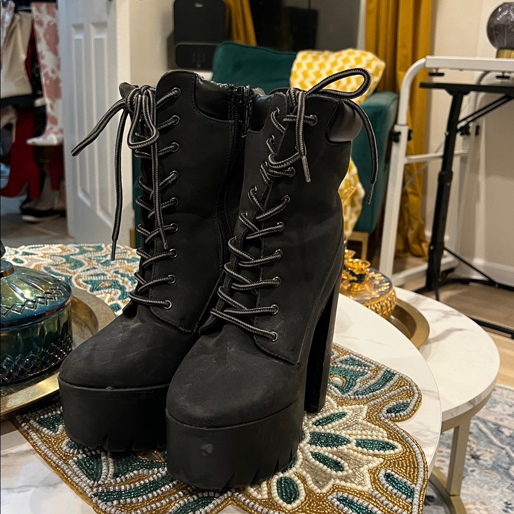 Bumper Black Lace Up Boots
